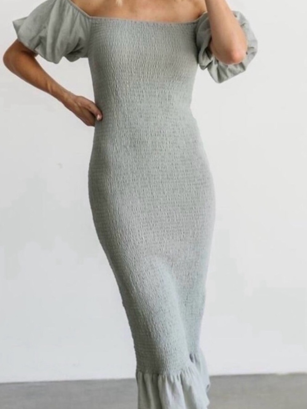 Baltic Born Sage Smocked Midi Dress